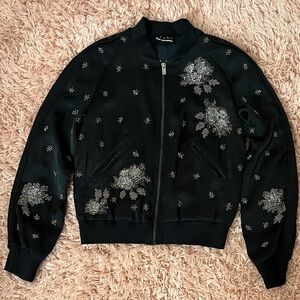 The Kooples Black and Silver Embellished Bomber Jacket